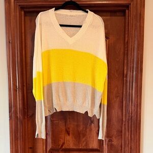 Le Lis Yellow and Cream Color Block Sweater